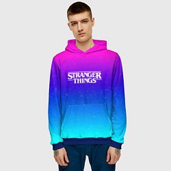 Толстовка-худи мужская Stranger Things gradient colors, цвет: 3D-синий — фото 2