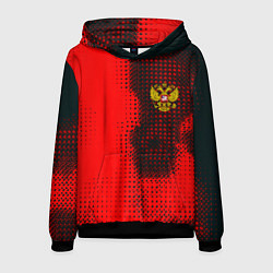 Толстовка-худи мужская Россия герб спорт краски, цвет: 3D-черный