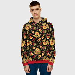 Толстовка-худи мужская Русский узор, цвет: 3D-красный — фото 2