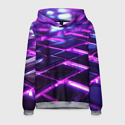 Толстовка-худи мужская Фиолетовая неоновая плитка, цвет: 3D-меланж