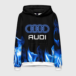 Толстовка-худи мужская Audi neon art, цвет: 3D-белый