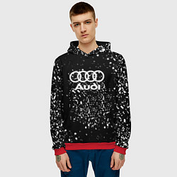Толстовка-худи мужская Audi белая краска авто спорт, цвет: 3D-красный — фото 2