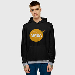 Толстовка-худи мужская NASA yellow logo, цвет: 3D-меланж — фото 2