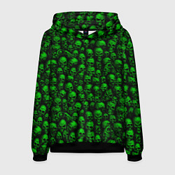 Толстовка-худи мужская Зеленые черепа, цвет: 3D-черный