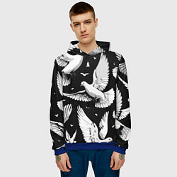 Толстовка-худи мужская Белый голубь мира, цвет: 3D-синий — фото 2