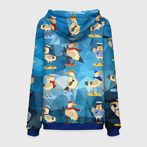 Мужская толстовка Паттерн чаек на полигональном синем / 3D-Синий – фото 2