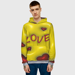 Толстовка-худи мужская Love эффект раздувания, цвет: 3D-меланж — фото 2