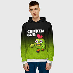 Толстовка-худи мужская Chicken Gun - Zombie Chicken, цвет: 3D-белый — фото 2