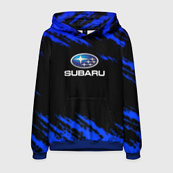 Толстовка-худи мужская Subaru текстура авто, цвет: 3D-синий