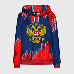 Толстовка-худи мужская Россия краски герб, цвет: 3D-красный