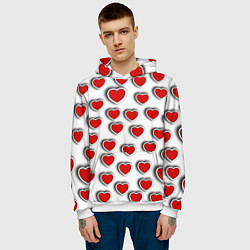 Толстовка-худи мужская Стикеры наклейки сердечки объемные, цвет: 3D-белый — фото 2