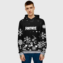 Толстовка-худи мужская Fortnite новый год паттерн, цвет: 3D-меланж — фото 2