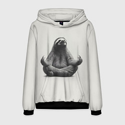 Толстовка-худи мужская Ленивиц в позе лотоса, цвет: 3D-черный