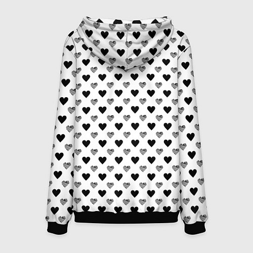 Мужская толстовка Черно-белые сердечки / 3D-Черный – фото 2
