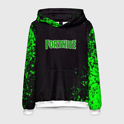 Толстовка-худи мужская Fortnite зеленый краски лого, цвет: 3D-белый