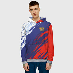 Толстовка-худи мужская Россия Sport брызги красок триколор, цвет: 3D-меланж — фото 2