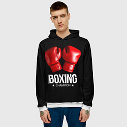 Толстовка-худи мужская Boxing Champion, цвет: 3D-белый — фото 2