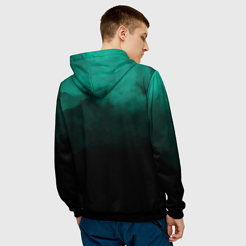 Мужская толстовка Зелёный туман на чёрном / 3D-Черный – фото 4