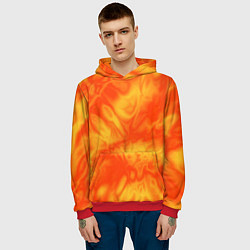 Толстовка-худи мужская Солнечный огонь абстракция, цвет: 3D-красный — фото 2
