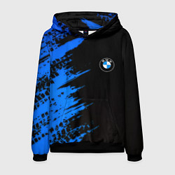 Толстовка-худи мужская BMW краски синие, цвет: 3D-черный