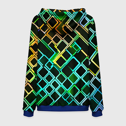 Мужская толстовка Жёлто-синие квадраты на чёрном фоне / 3D-Синий – фото 2