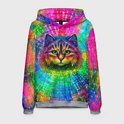 Толстовка-худи мужская Цветной кот, цвет: 3D-меланж