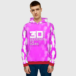Толстовка-худи мужская 30 seconds to mars pink, цвет: 3D-красный — фото 2