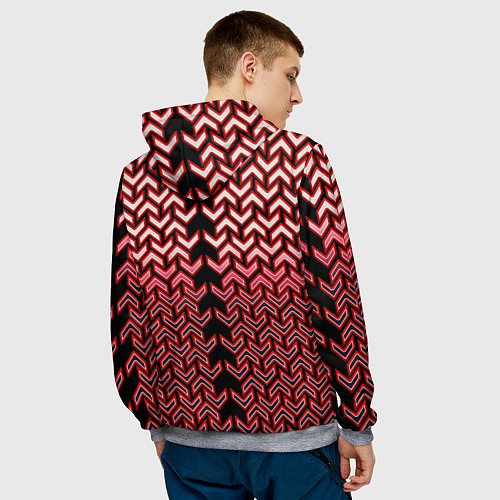 Мужская толстовка Красные стрелки на чёрном фоне киберпанк / 3D-Меланж – фото 4