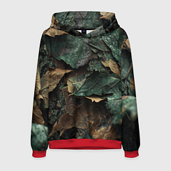 Толстовка-худи мужская Реалистичный камуфляж из листьев, цвет: 3D-красный