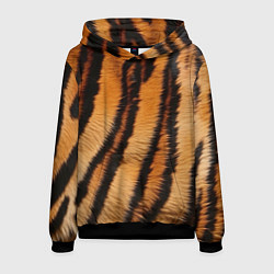 Толстовка-худи мужская Тигровая шкура, цвет: 3D-черный