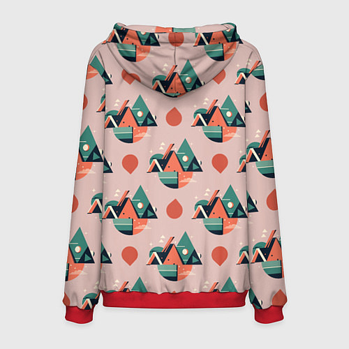 Мужская толстовка Абстракция, треугольник / 3D-Красный – фото 2