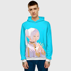 Толстовка-худи мужская Frieren: Blue Pattern, цвет: 3D-белый — фото 2