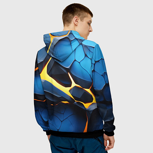 Мужская толстовка Желтая лава на синих плитах / 3D-Черный – фото 4