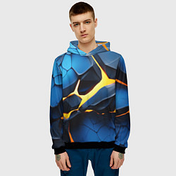 Толстовка-худи мужская Желтая лава на синих плитах, цвет: 3D-черный — фото 2
