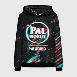 Толстовка-худи мужская Palworld в стиле glitch и баги графики на темном ф, цвет: 3D-черный