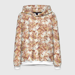 Толстовка-худи мужская Деньги - купюры в 5 тысяч рублей, цвет: 3D-белый