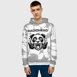 Толстовка-худи мужская Radiohead рок панда на светлом фоне, цвет: 3D-белый — фото 2
