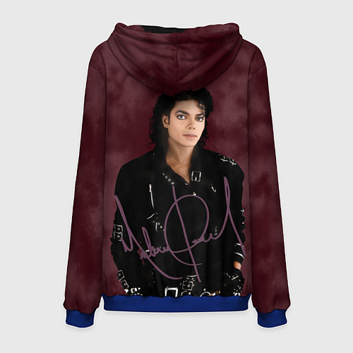Мужская толстовка Michael Jackson на бордовом фоне / 3D-Синий – фото 2