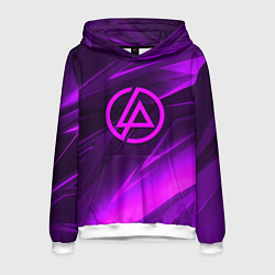 Толстовка-худи мужская Linkin park neon stripes logo, цвет: 3D-белый