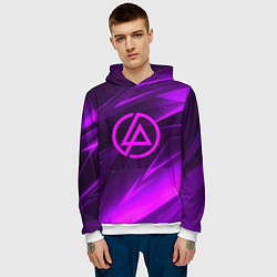 Толстовка-худи мужская Linkin park neon stripes logo, цвет: 3D-белый — фото 2