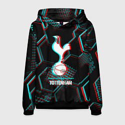 Толстовка-худи мужская Tottenham FC в стиле glitch на темном фоне, цвет: 3D-черный