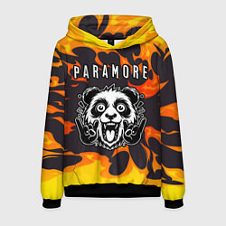 Толстовка-худи мужская Paramore рок панда и огонь, цвет: 3D-черный