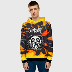 Толстовка-худи мужская Slipknot рок панда и огонь, цвет: 3D-черный — фото 2