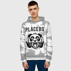 Толстовка-худи мужская Placebo рок панда на светлом фоне, цвет: 3D-белый — фото 2