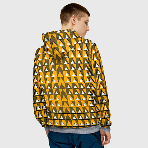 Мужская толстовка Узор из треугольников жёлтый / 3D-Меланж – фото 4