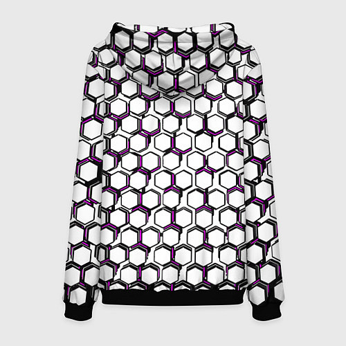Мужская толстовка Киберпанк узор из шестиугольников розовый / 3D-Черный – фото 2