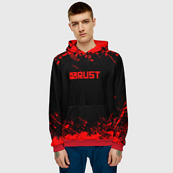 Толстовка-худи мужская RUST краски текстура шутер, цвет: 3D-красный — фото 2