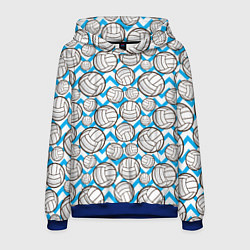 Толстовка-худи мужская Мячи волейбольные паттерн, цвет: 3D-синий