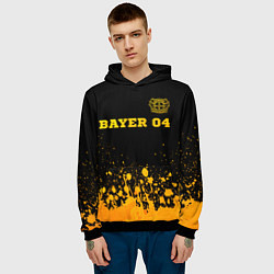 Толстовка-худи мужская Bayer 04 - gold gradient посередине, цвет: 3D-черный — фото 2