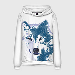 Толстовка-худи мужская Волк темно-синий, цвет: 3D-белый